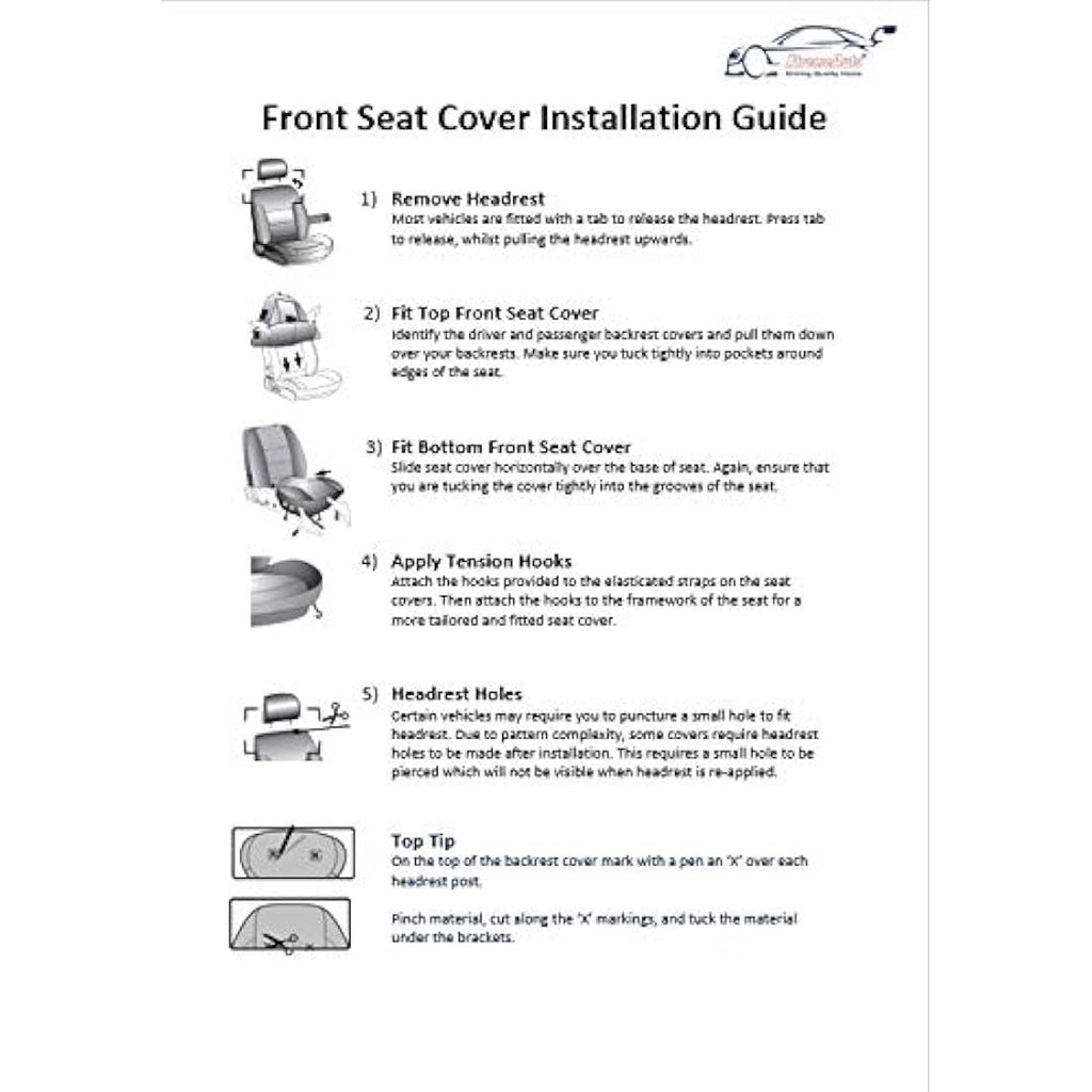 XtremeAuto Carnaby Universal Car Seat Covers Set - Grey/Black Washable