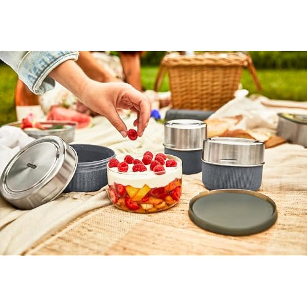 Black+Blum Glass Lunch Pot – Leakproof 750ml Meal Prep Bowl, Slate