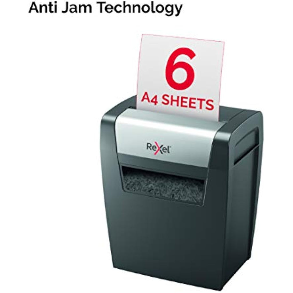 Rexel Momentum X406 Cross Cut Paper Shredder | 15L Bin, 6 Sheet Capacity