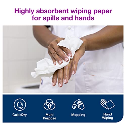 Tork 130043 Wiping Paper Plus – 2-Ply Absorbent White Sheets – 200 Count