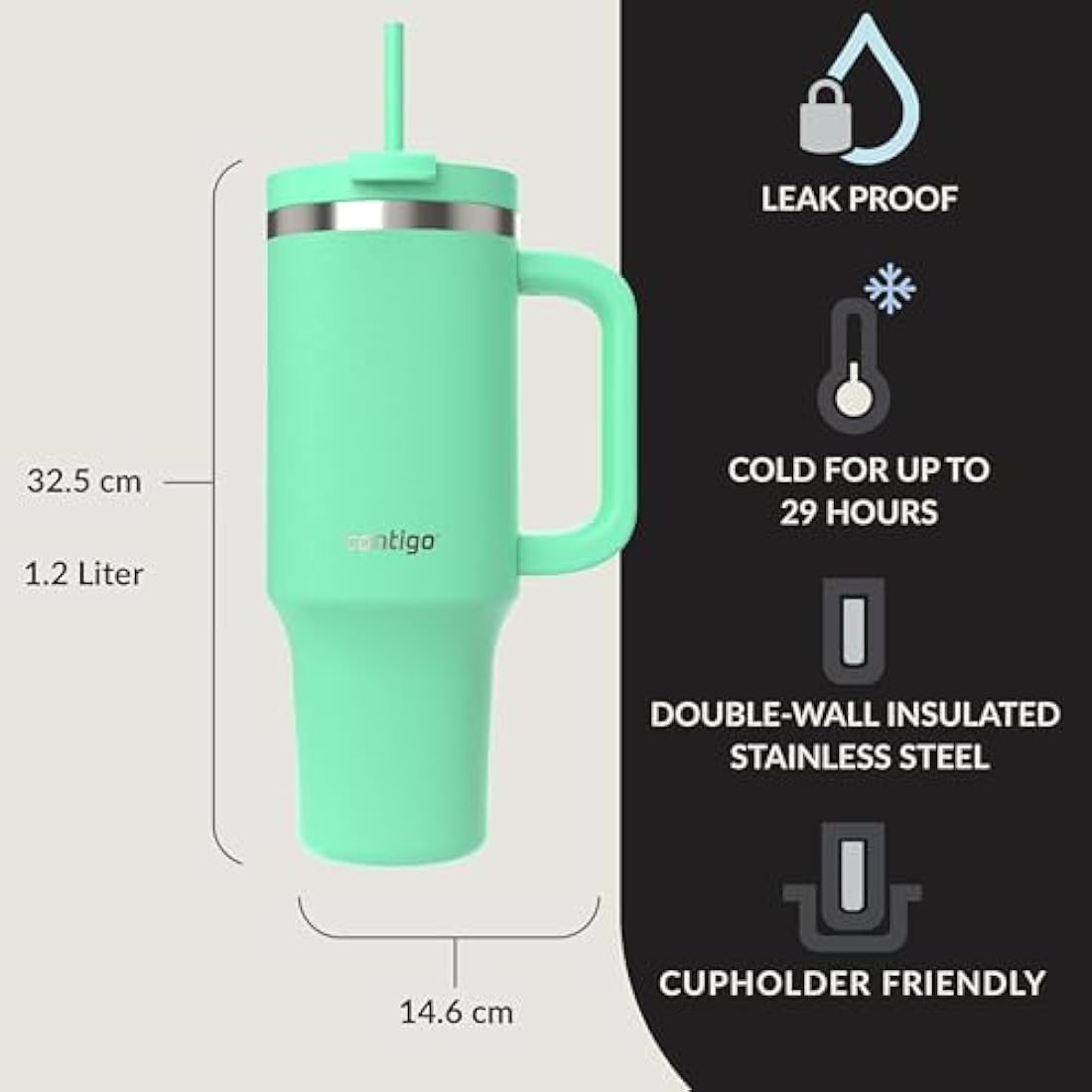 Contigo Streeterville 1200ml Insulated Tumbler with Handle and Straw