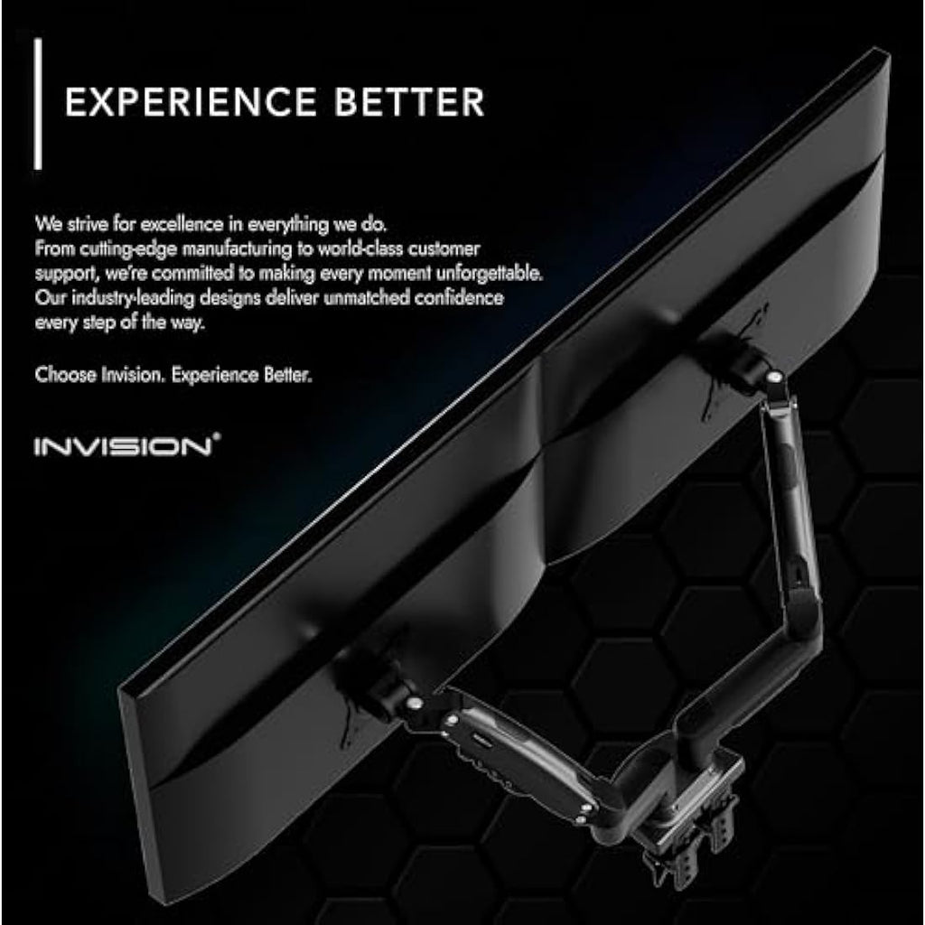 Invision MX400 Dual Monitor Arm – Ergonomic Desk Mount for 19-32" Screens