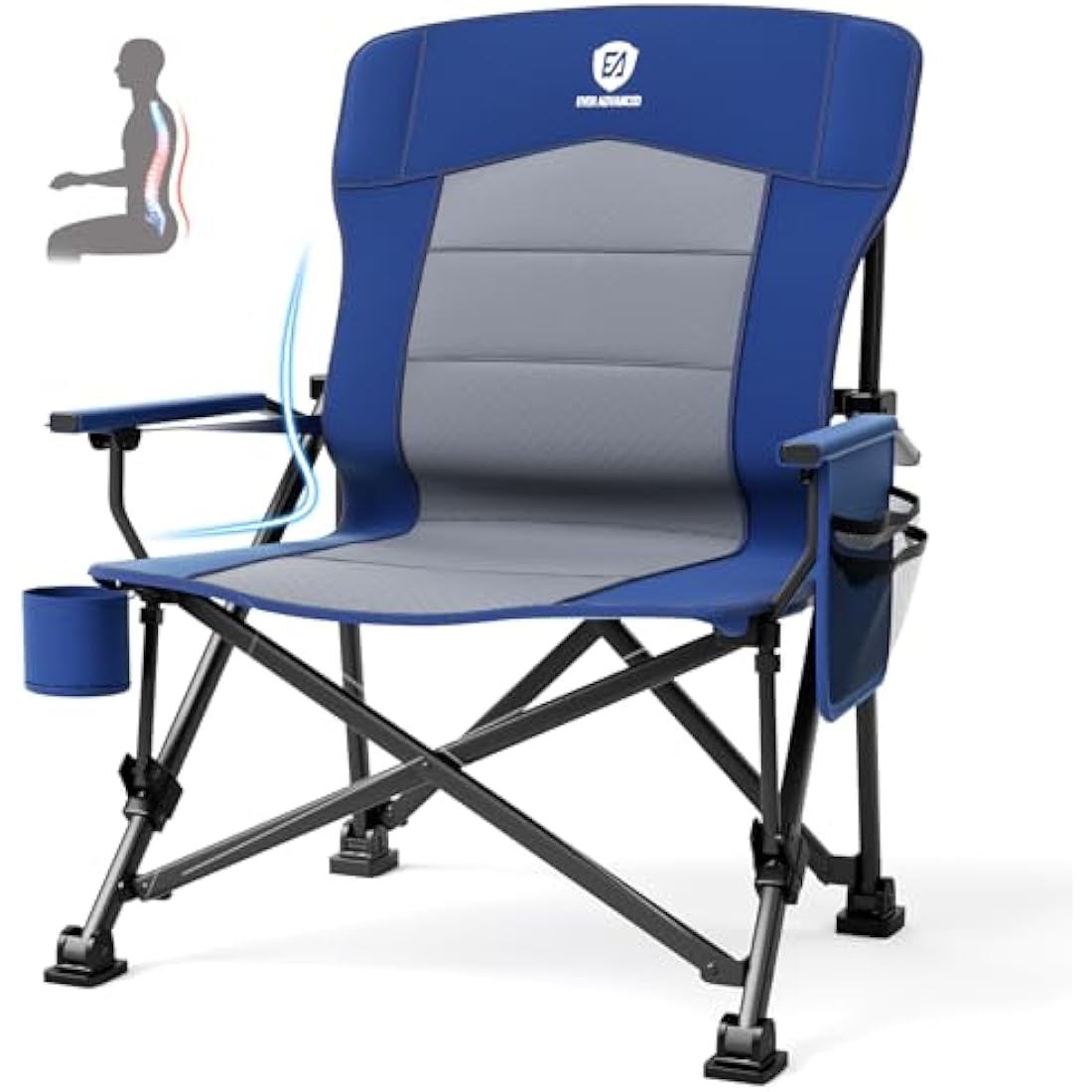 Ever Advanced Oversized Camping Chair | Heavy Duty Lumbar Support