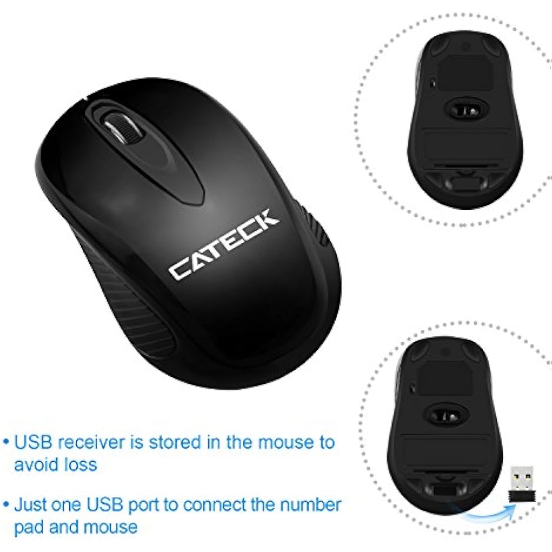 Cateck 2.4G Wireless Numeric Keypad and Mouse Combo for Laptop & PC
