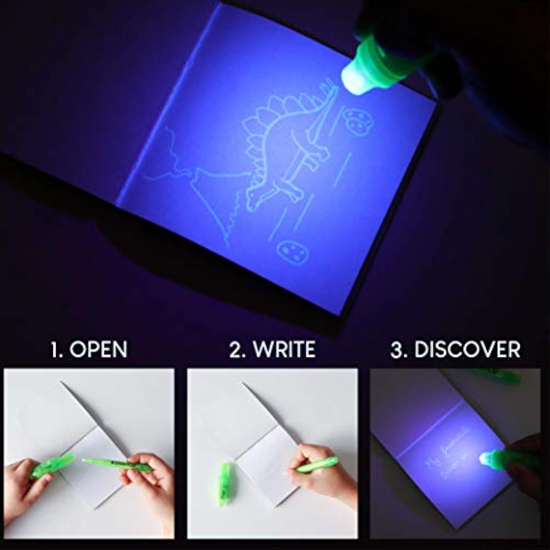 BONNYCO Invisible Ink Pen and Notebook Set – 32 Pack Dinosaur Party Favors