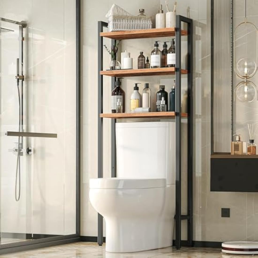 HOOBRO 3-Tier Over the Toilet Storage Rack – Industrial Bathroom Organizer