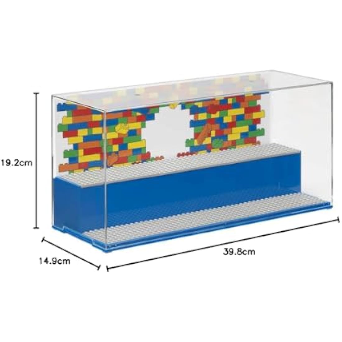 LEGO Play & Display Case with Grey Baseplates – Dust-Free Storage, Blue