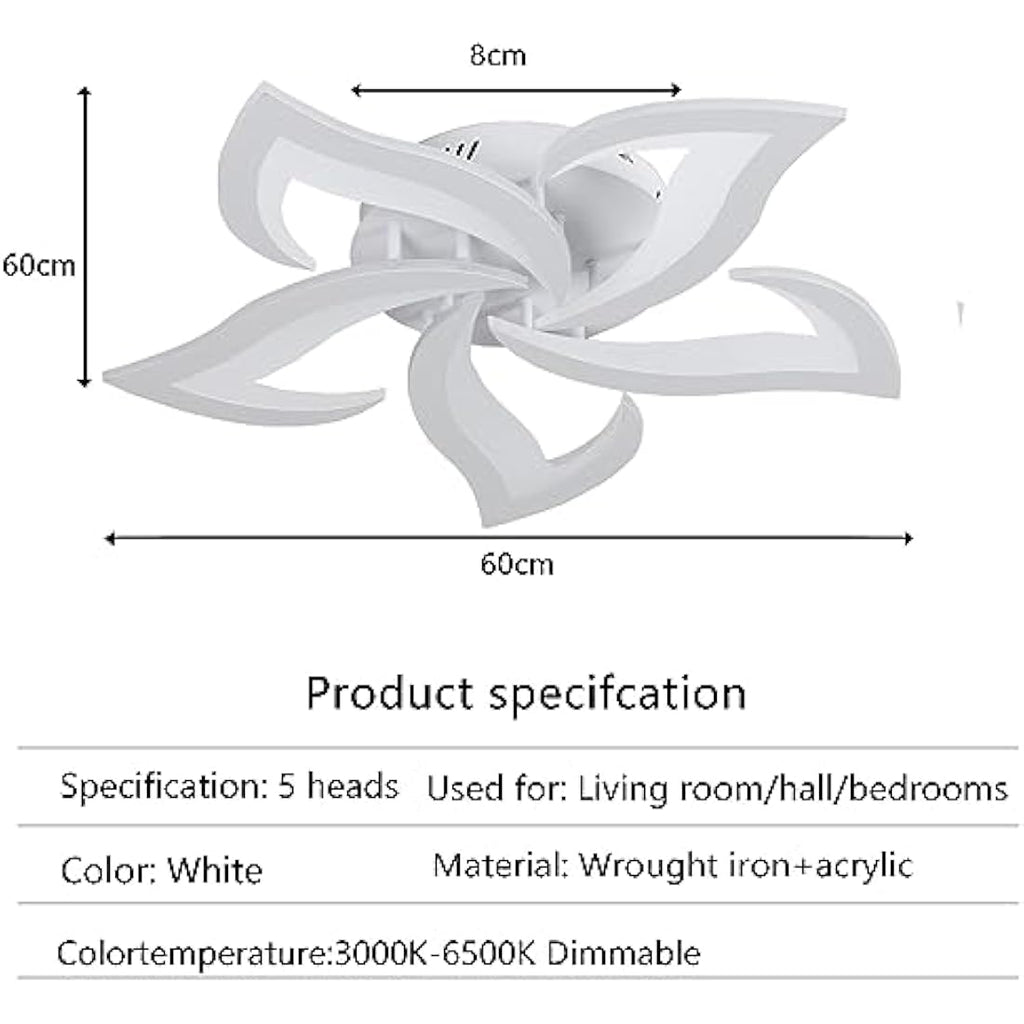 Riserva Modern Petal LED Ceiling Light | Dimmable 40W Lamp with Remote
