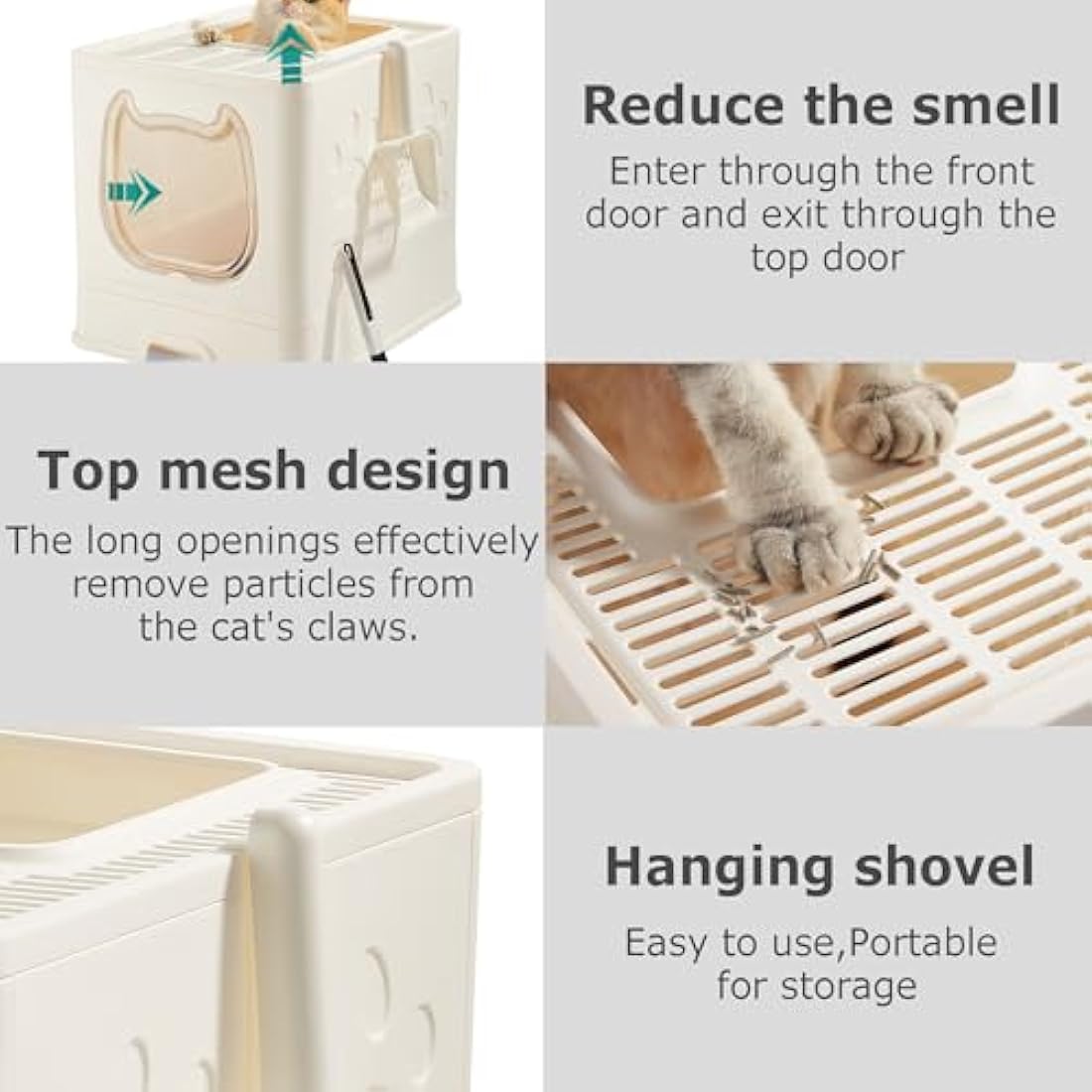 Pawsayes Cat Litter Box – Foldable Top Entry Tray with Drawer and Scoop