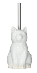 WENKO Cat Toilet Brush Holder – White Ceramic Novelty Bathroom Decor