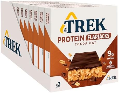 Trek Cocoa Chocolate Oat Protein Flapjacks – 12 Pack (150g Bars)