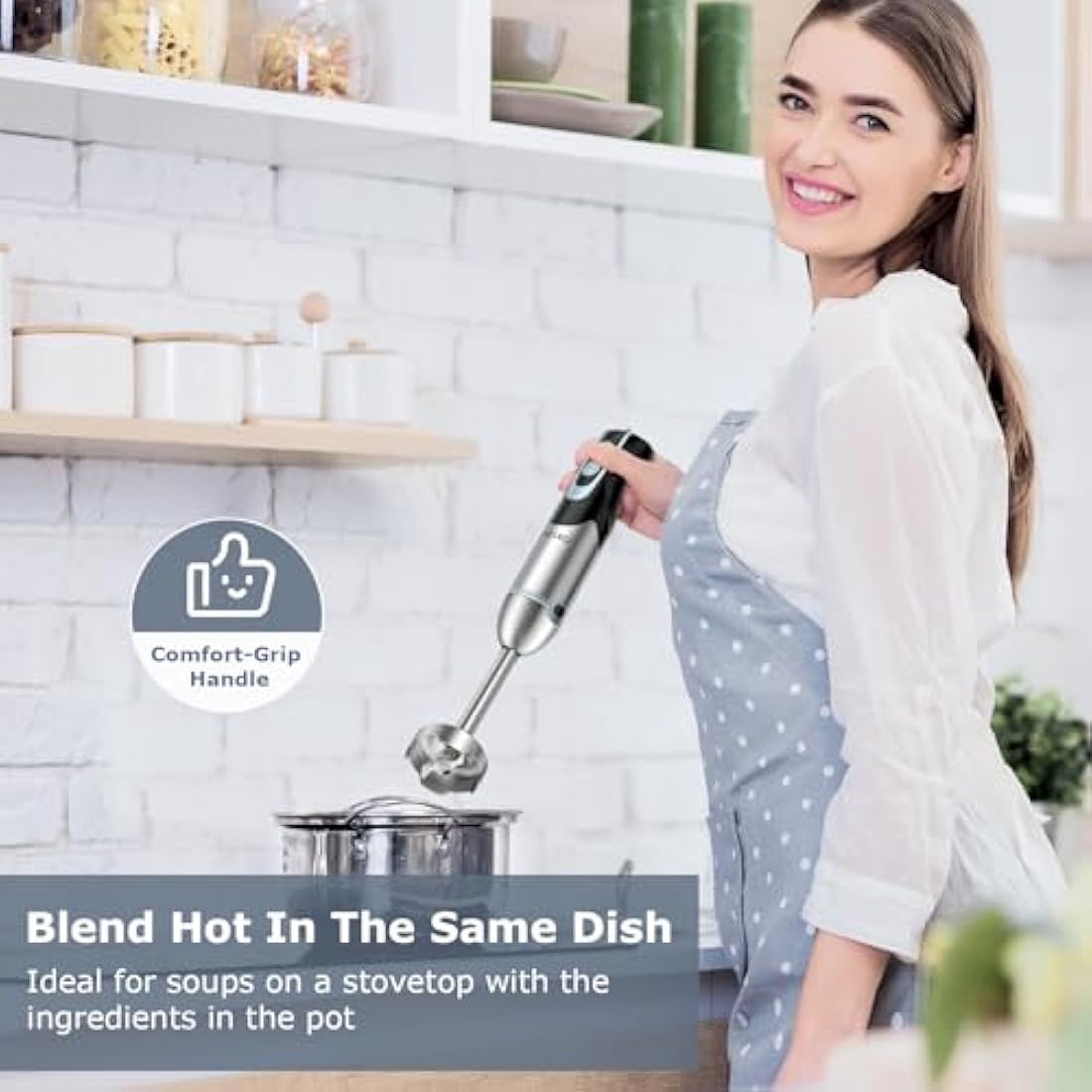 FRESKO 1200W Immersion Hand Blender | 12-Speed Stainless Steel Stick Mixer