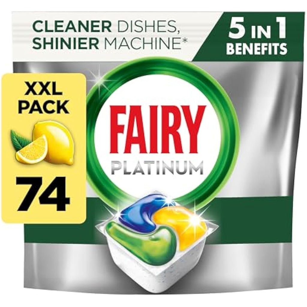 Fairy Platinum All-In-1 Dishwasher Tablets - Lemon - 74 Count Bulk