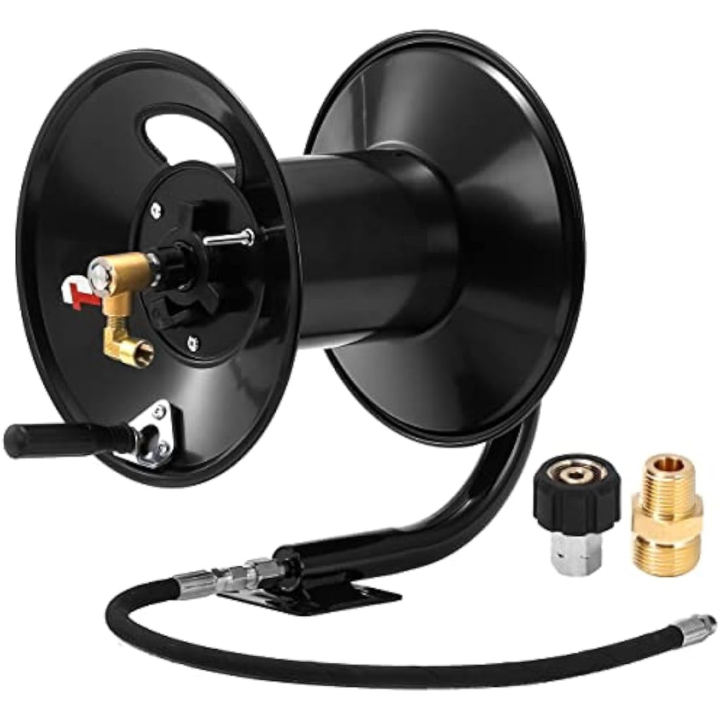Tool Daily 150 FT Pressure Washer Hose Reel | Heavy Duty Steel 4000 PSI