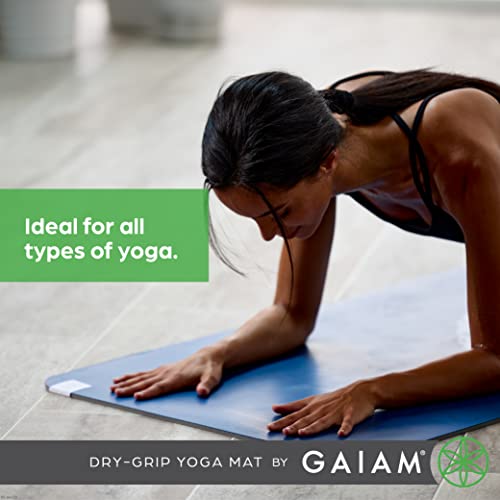 Gaiam Dry-Grip Yoga Mat – 5mm Thick Non-Slip Hot Yoga & Fitness Mat