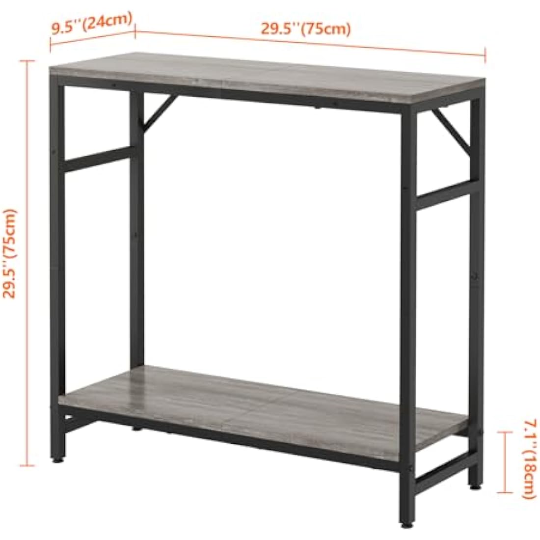 Livofloral Narrow Console Table | Industrial Wood & Metal Entryway Table