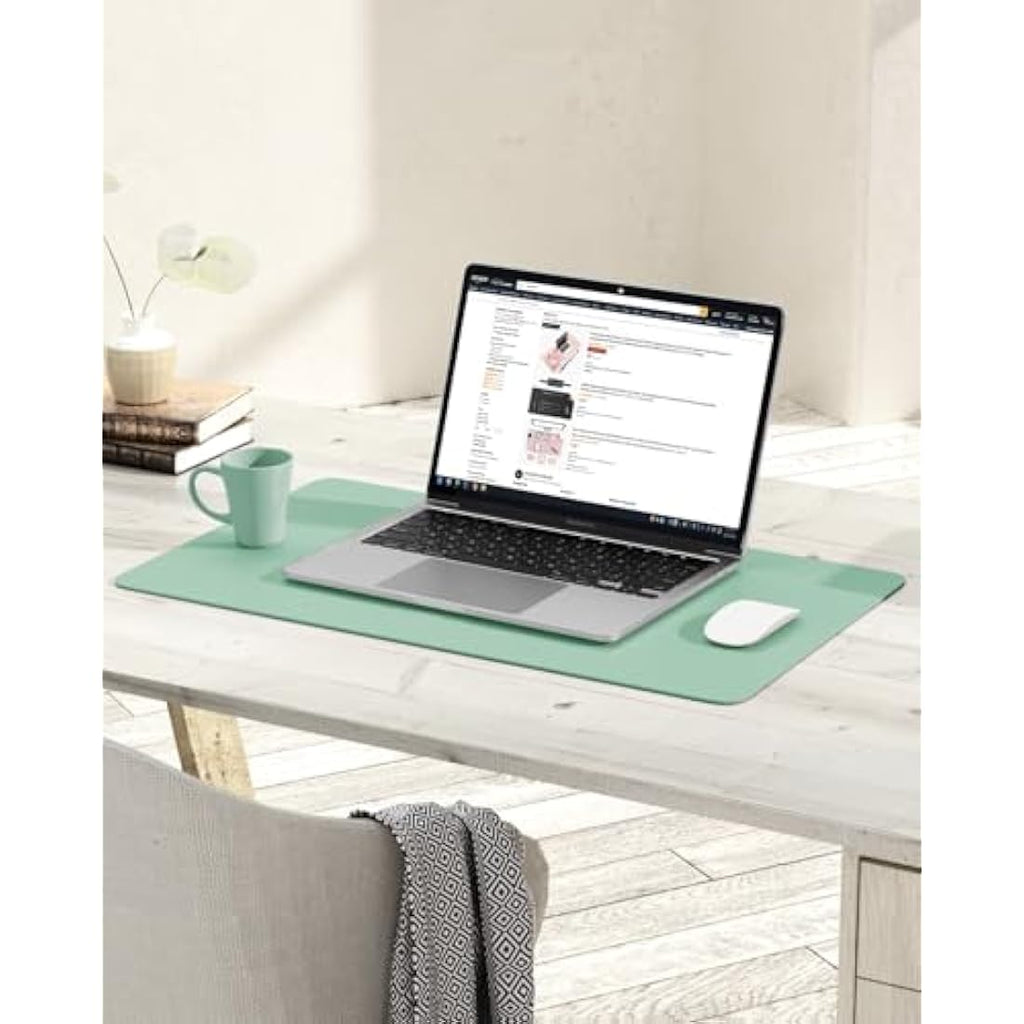 YSAGi PVC Leather Desk Pad – Waterproof Non-Slip Writing Mat, Light Green