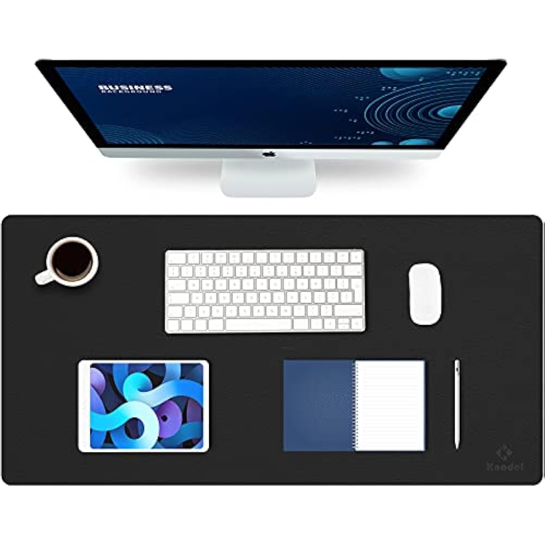 K KNODEL Leather Desk Mat | Large Office Mouse Pad & Protector, Black