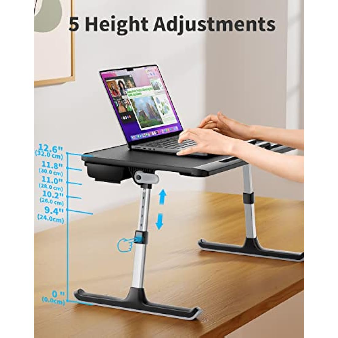 SAIJI Laptop Bed Tray Table | Adjustable Height & Angle Foldable Lap Desk