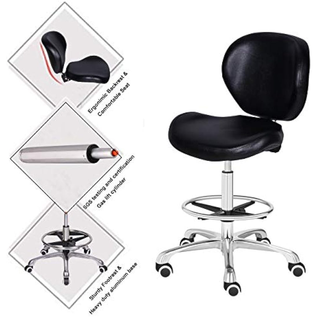 Kaleurrier Ergonomic Drafting Chair – Adjustable Swivel Stool with Backrest