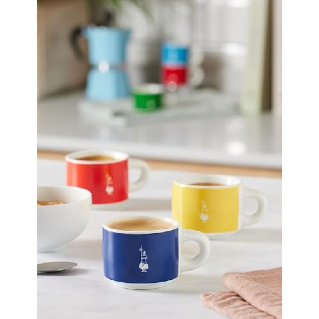 Bialetti Stackable Porcelain Espresso Cups – Multicoloured Set of 6