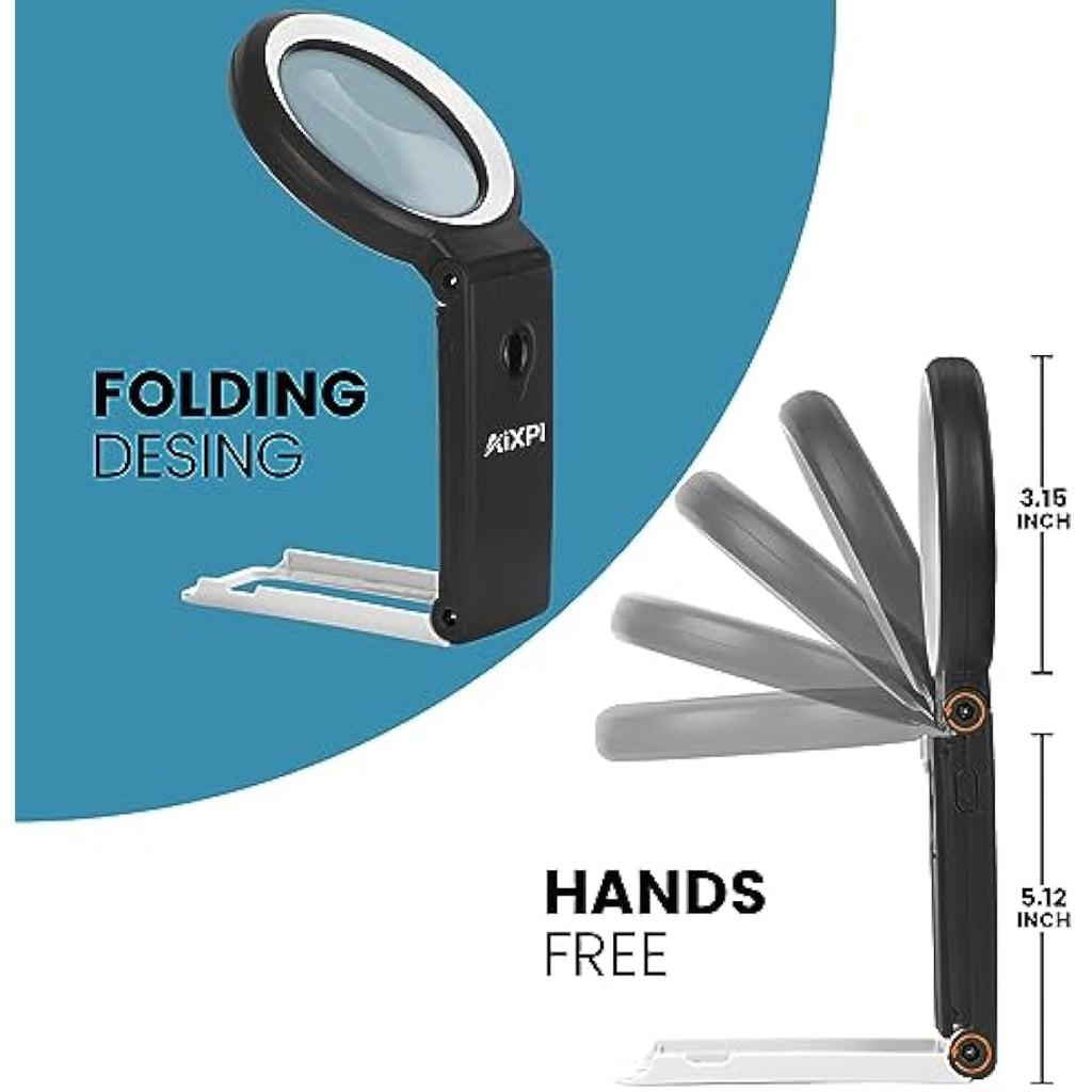 30x 40x LED Magnifying Glass with Light and Folding Stand