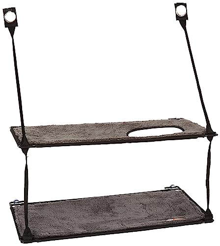 K&H EZ Mount Double Stack Cat Window Perch – 2 Level Suction Bed, Grey
