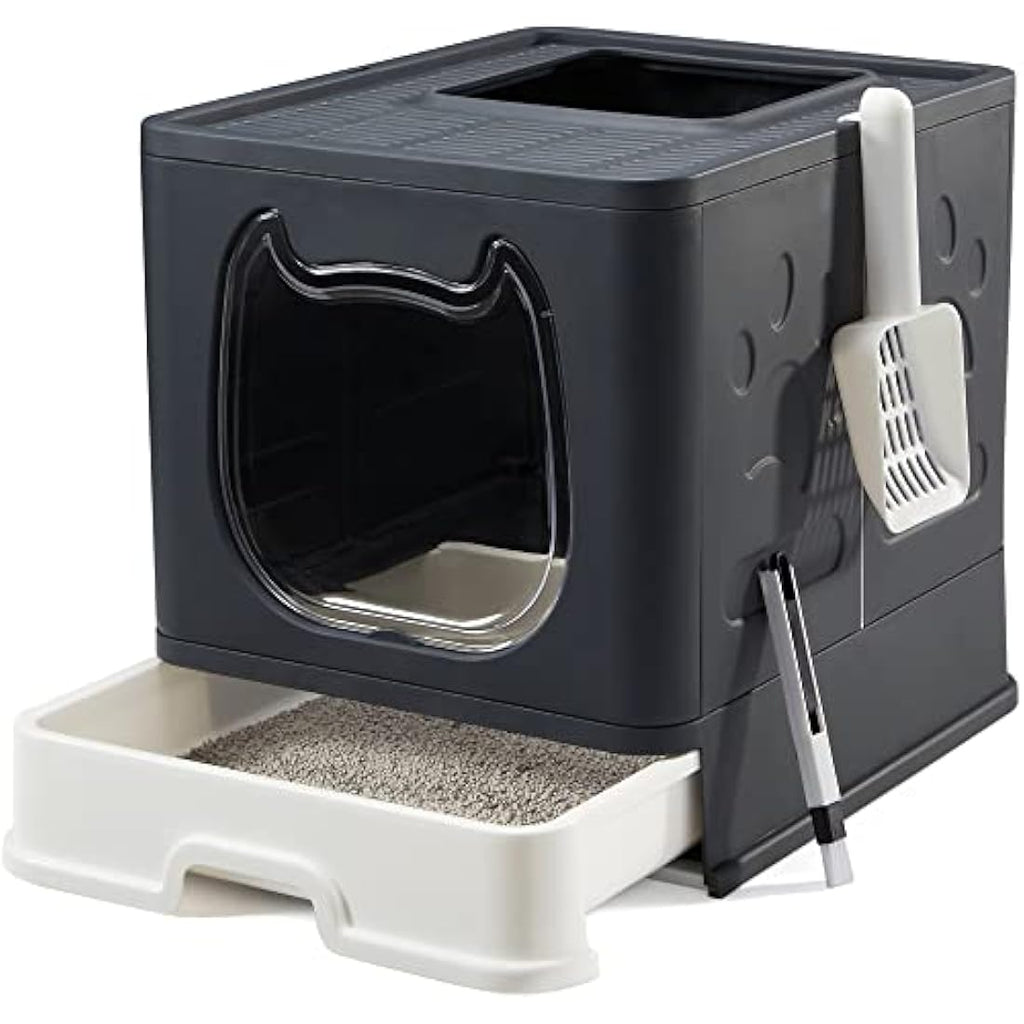 Vealind Top Entry Cat Litter Box with Drawer and 3-Way Locking Door