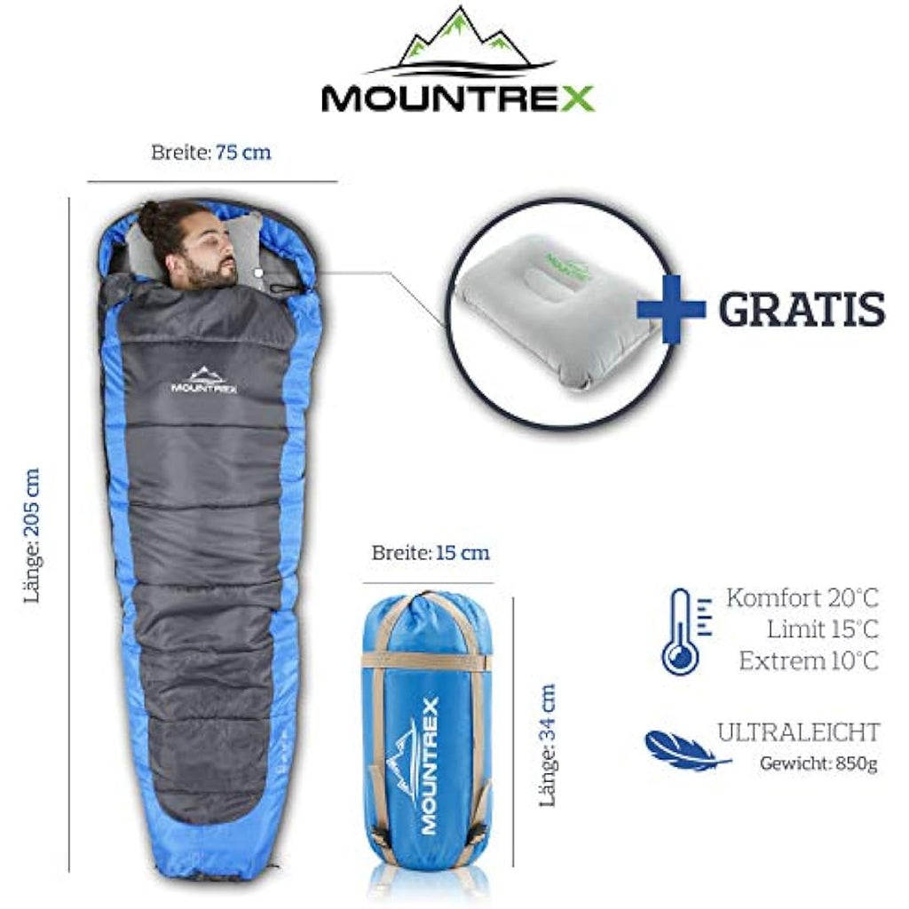 Mountrex Ultralight Mummy Sleeping Bag – Compact Summer Gear with Pillow