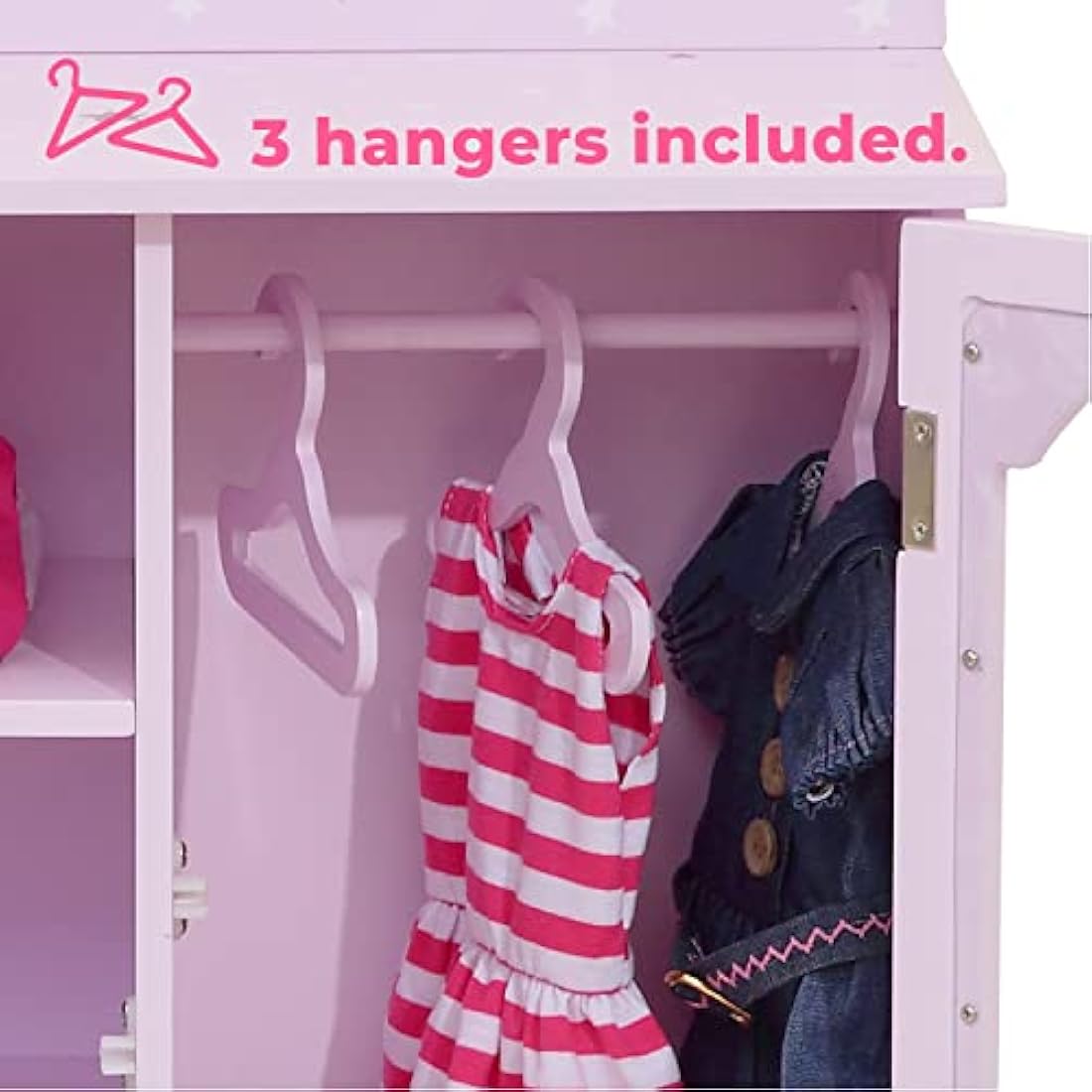 Olivia's Little World Purple Star Wooden 18 Inch Doll Closet Wardrobe
