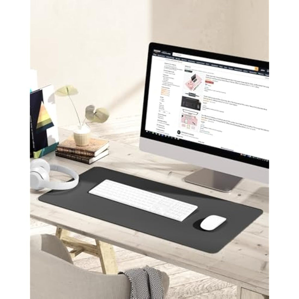 YSAGi Leather Desk Pad – Waterproof Non-Slip Office Writing Mat, Dark Gray
