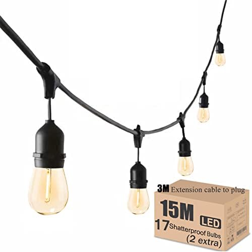Jolof Store 15M Outdoor Festoon Lights | 50FT IP65 Waterproof String Lights