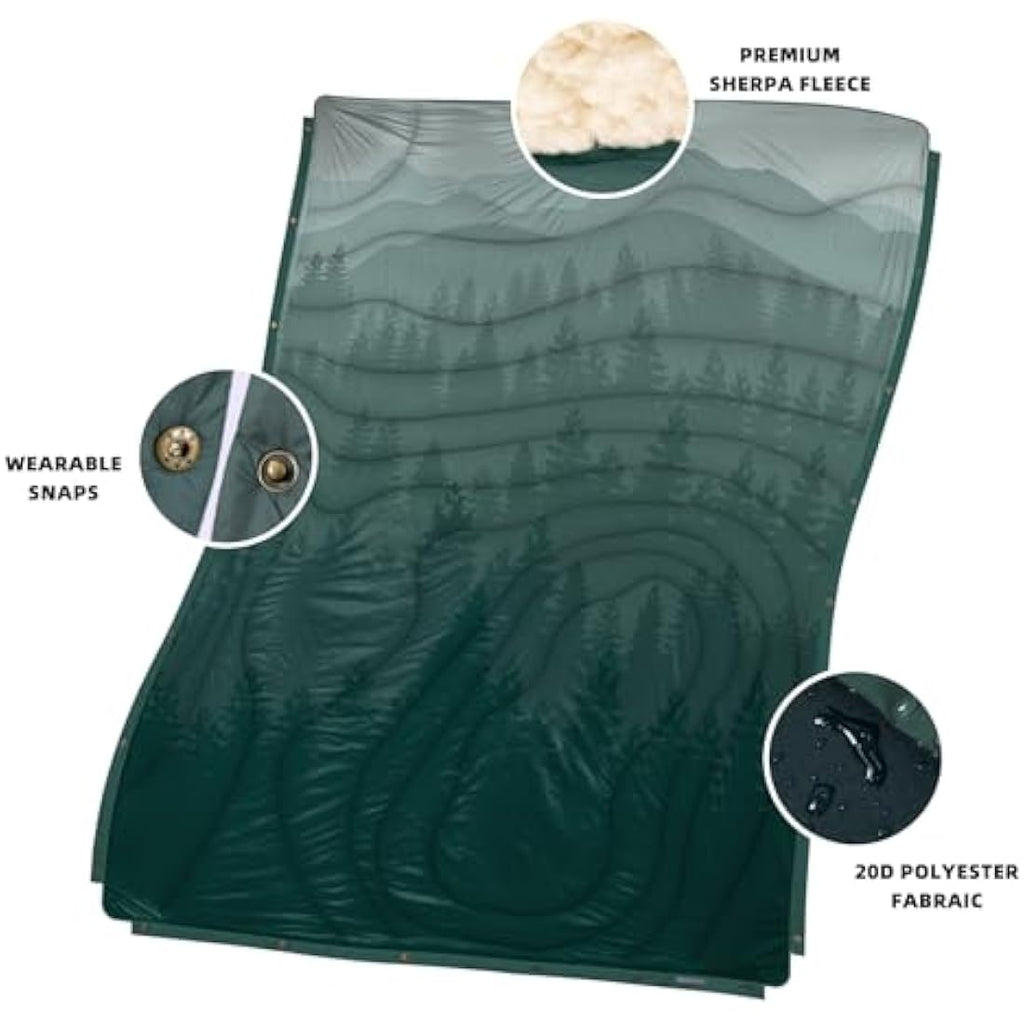 KawaGebo Kamp Sherpa Camping Blanket | Packable Water-Repellent Poncho