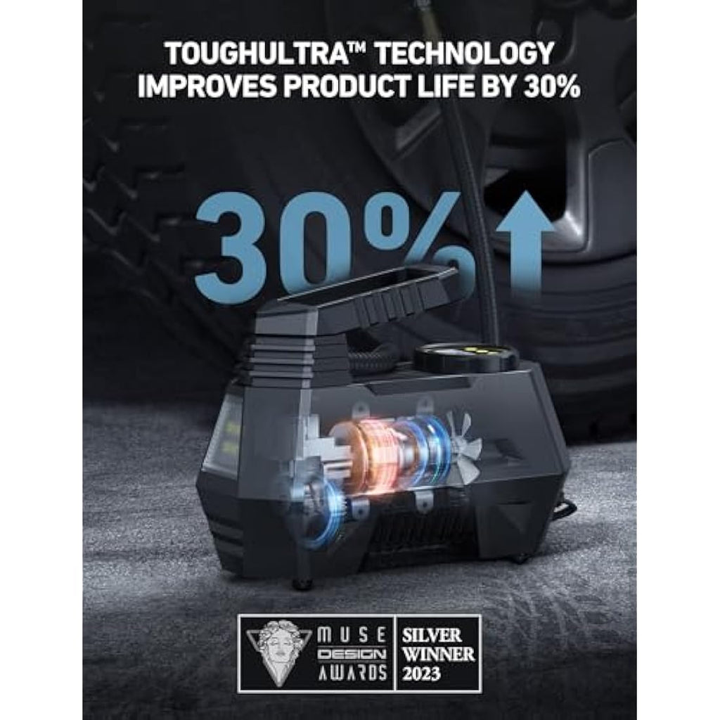 AstroAI Portable Tyre Inflator – 12V DC Air Compressor with Digital Gauge