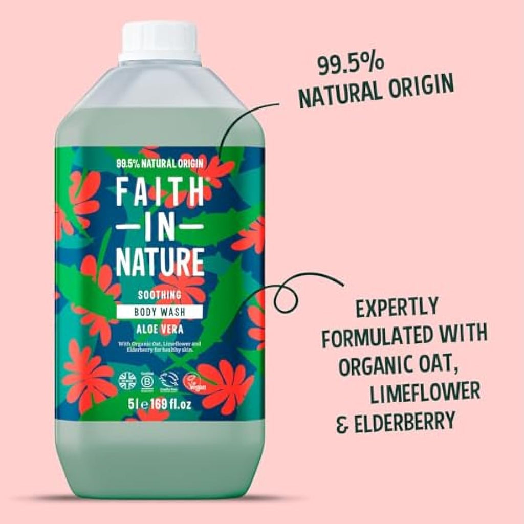 Faith In Nature Aloe Vera Body Wash – Natural Vegan Shower Gel 5L Refill