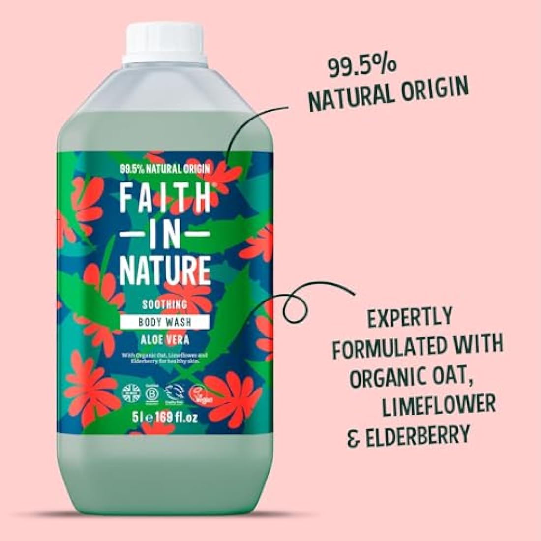 Faith In Nature Aloe Vera Body Wash – Natural Vegan Shower Gel 5L Refill