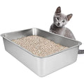 IKITCHEN Stainless Steel Cat Litter Box – Low Entry Metal Pan for Kittens