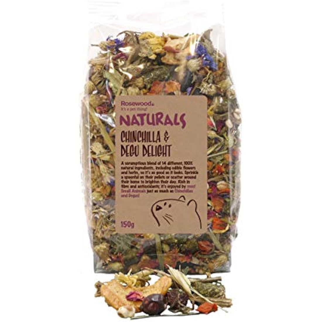 Rosewood Naturals Herbal Foraging Mix - Small Animal Treat, 150g