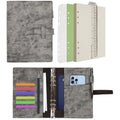 Jolof Store A5 Leather Binder Organizer – Refillable Dotted Notebook, Grey