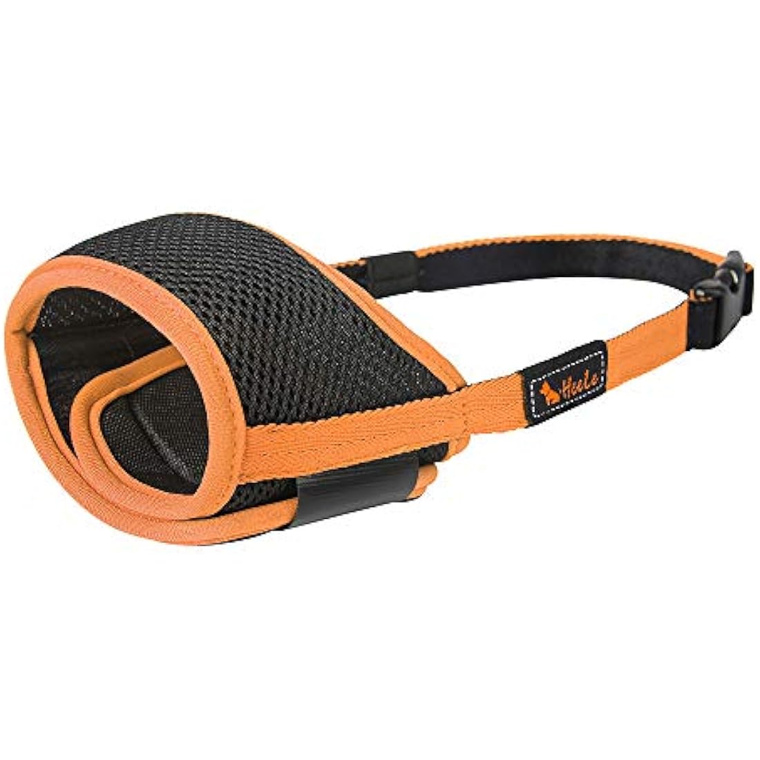 HEELE Dog Muzzle | Breathable Padded Nylon Anti-Biting Mask - Black/Orange