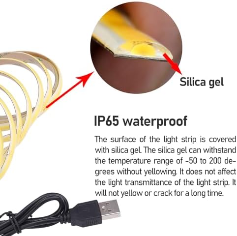 GOMING USB COB LED Strip Light | 2M Warm White Waterproof TV Backlight
