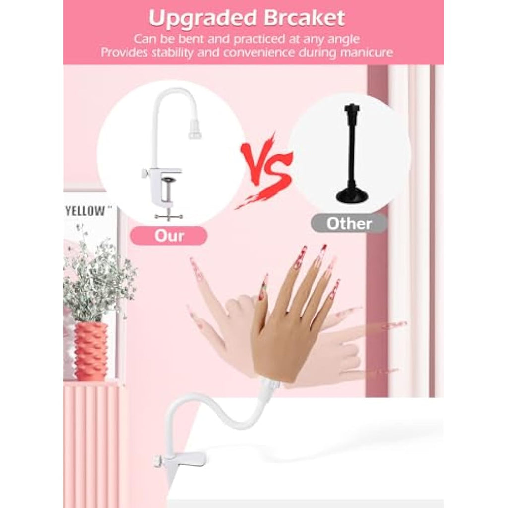 Adonafy Silicone Practice Hand for Acrylic Nails – Flexible Nail Model