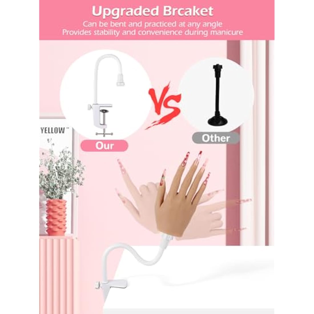 Adonafy Silicone Practice Hand for Acrylic Nails – Flexible Nail Model