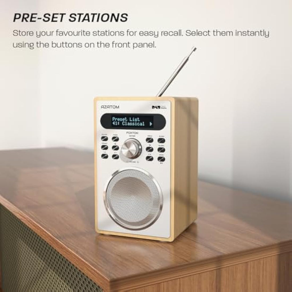 Azatom Foxton FX2 DAB/DAB+ Digital Radio with Bluetooth - Oak