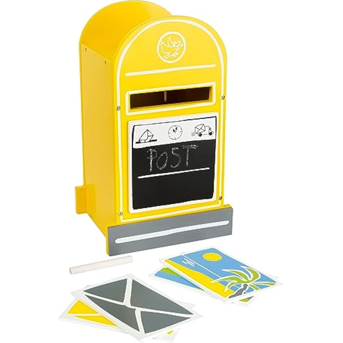 Small Foot Wooden Letterbox Toy with Postcards and Chalk – Pretend Play