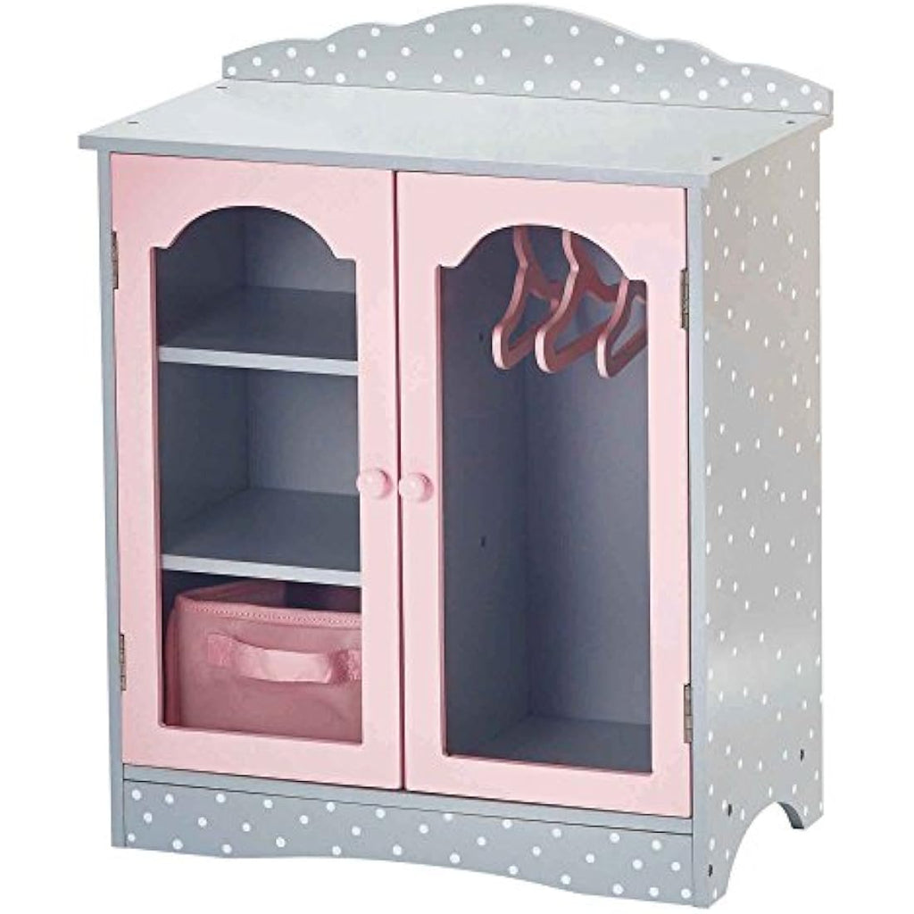 Olivia's Little World Wooden Doll Closet for 18" Dolls – Grey/Pink