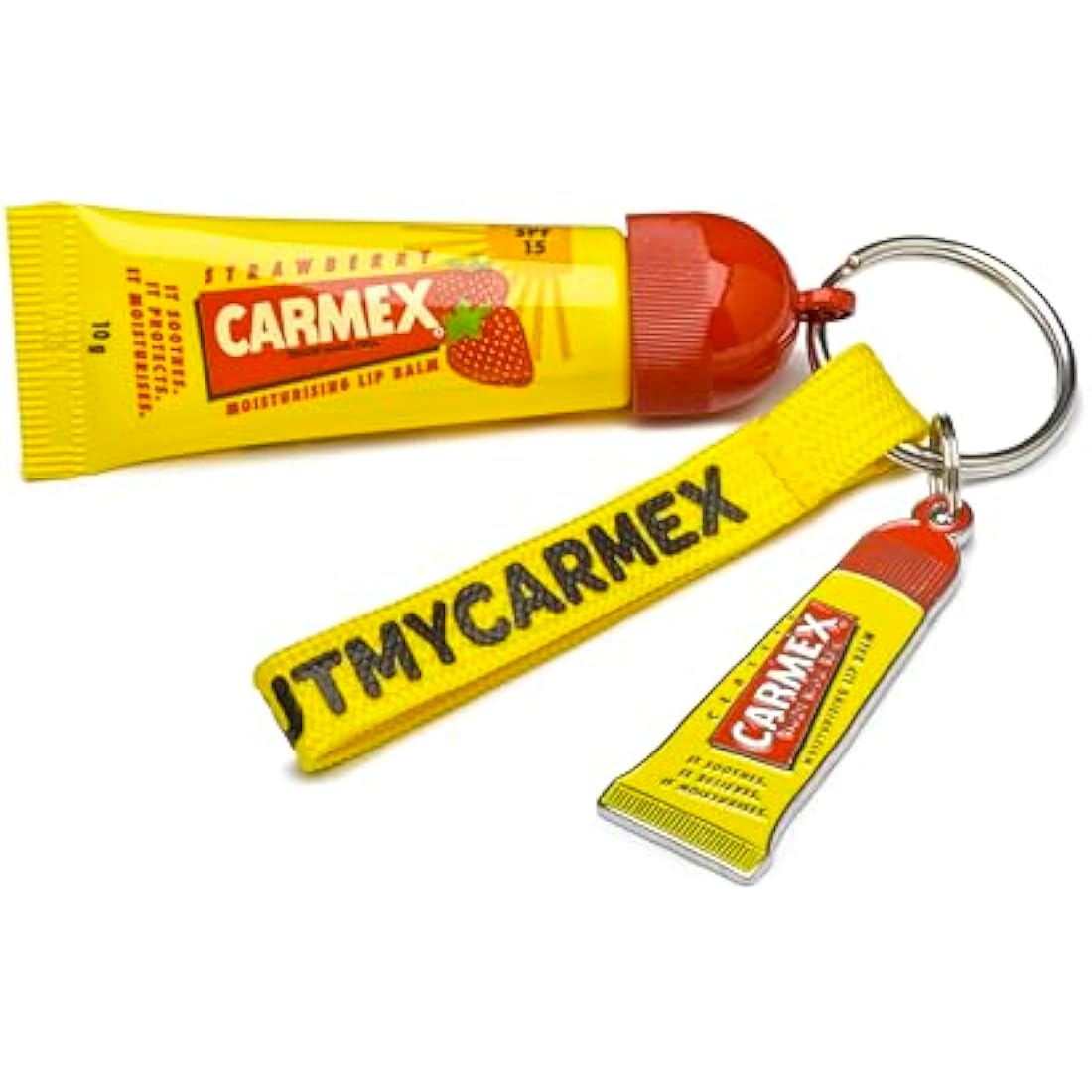 Carmex Strawberry Lip Balm Tube with Limited Edition Keyring Set