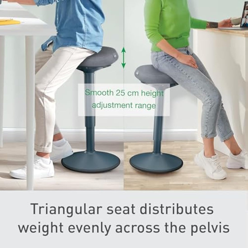 Leitz Ergo Active Standing Stool | Height Adjustable Wobble Seat - Grey