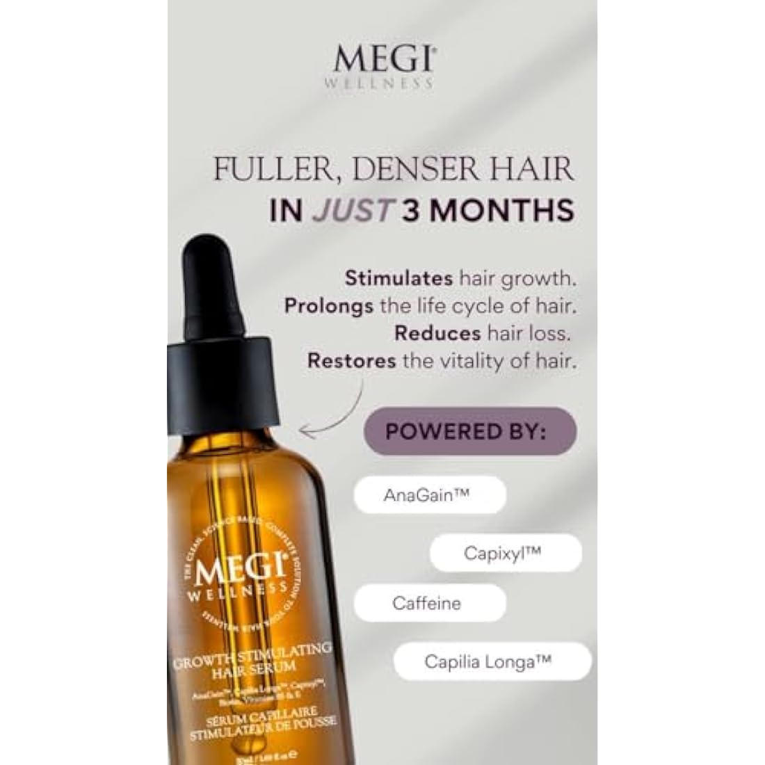 Megi Wellness Hair Growth Serum – Natural Biotin & Caffeine Formula (50ml)