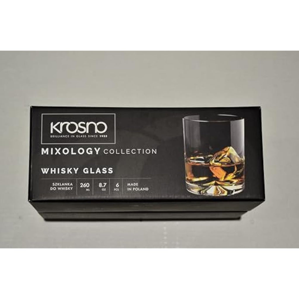 Krosno Mixology Whisky Glasses – Set of 6 – 350ml Glass Tumblers